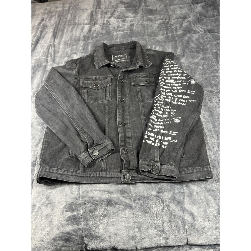 Men's Reason Denim Jacket, Size L Black Grunge, skater‎ goth